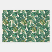 Groene & Blauwgroen Palm Monstera Tropische blader Inpakpapier Vel (Voorkant)