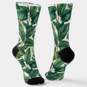 Groene & Blauwgroen Palm Monstera Tropische blader Sokken (Gebogen)