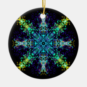 Groene Blauwgroen Psychedelic Bohemian Mandala Keramisch Ornament