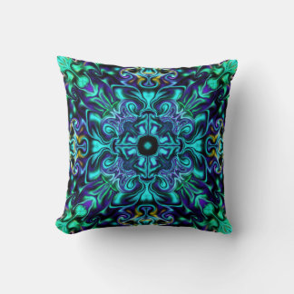 Groene Blauwgroen Psychedelic Bohemian Mandala Kussen