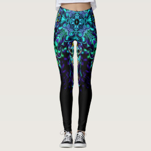Groene Blauwgroen Psychedelic Bohemian Mandala Leggings