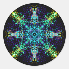 Groene Blauwgroen Psychedelic Bohemian Mandala Ronde Sticker