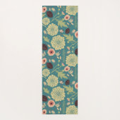 Groene Blauwgroen Roze Floral Toss Patterned Flowe Yogamat (Achterkant)