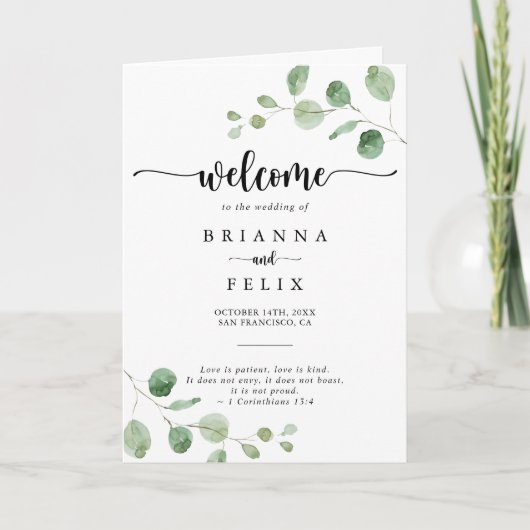 Groene blije Eucalyptus vouwprogramma Programma (Voorkant)