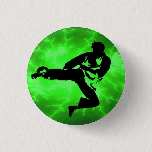 Groene bliksemafdruk Man Ronde Button 3,2 Cm (Voorkant)
