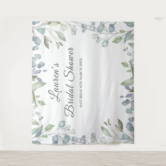 Groene Bloem Bruidsfeest Fotocabine Achtergrond Wandkleed (Voorkant)