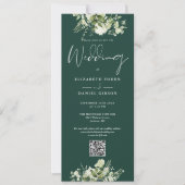 Groene Bloem Emerald QR Code Bruiloft Kaart (Voorkant)
