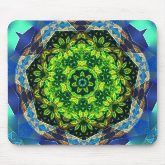 Groene bloem Geometrische Mandala Mousepad Muismat (Voorkant)