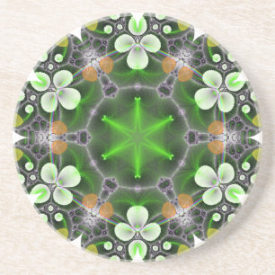 Groene bloem in kaleidoscoop zandsteen onderzetter