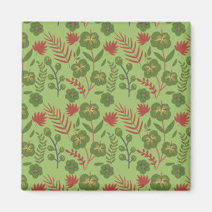 Groene bloem, naadloos patroon, tak, blad magneet