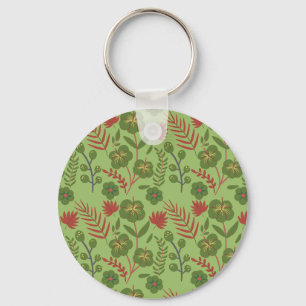 Groene bloem, naadloos patroon, tak, blad sleutelhanger