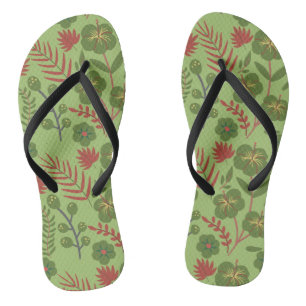 Groene bloem, naadloos patroon, tak, blad teenslippers