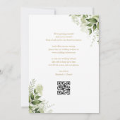 Groene Bloem QR Code Gouden Trouwdag Save The Date (Achterkant)