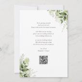 Groene Bloem Typografie QR Code Trouwkaart Save The Date (Achterkant)