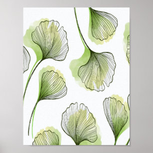 Groene bloemblaadjes poster