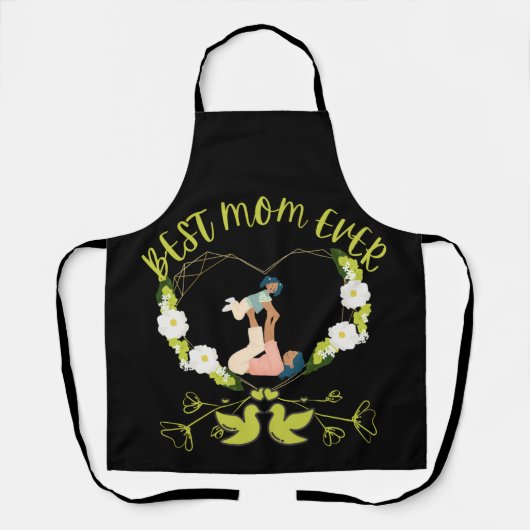 Groene Bloemen Beste Mam Ooit Moeder En Dochter Schort (Voorkant)