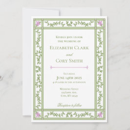 Groene Bloemen Botanische Tuin Huwelijksuitnodigin Kaart