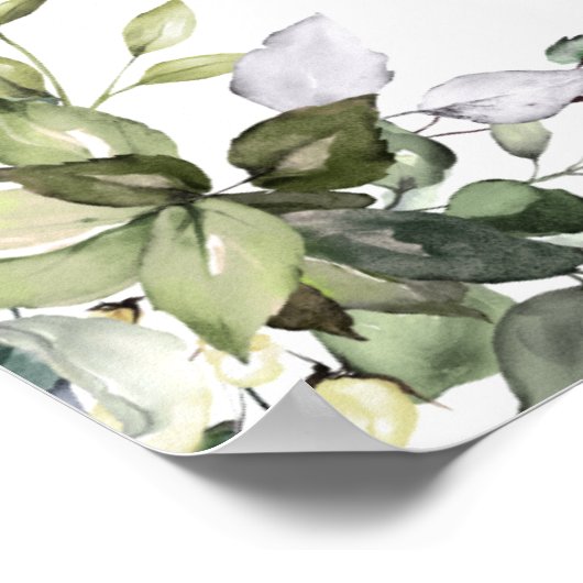 Groene Bloemen Bruidsontvangstbord Poster (Hoek)