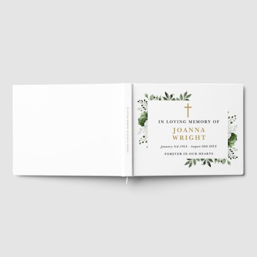 Groene Bloemen Christelijk in Loving Memory Begraf Gastenboek (Volledig)