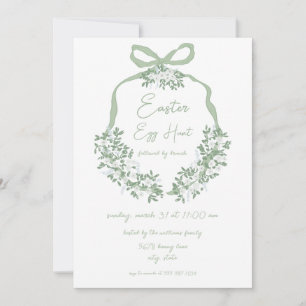 Groene Bloemen Crest Pasen Ei Hunt & Brunch Uitnod Kaart