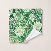 Groene bloemen,  design bad handdoek (Wasdoekje)