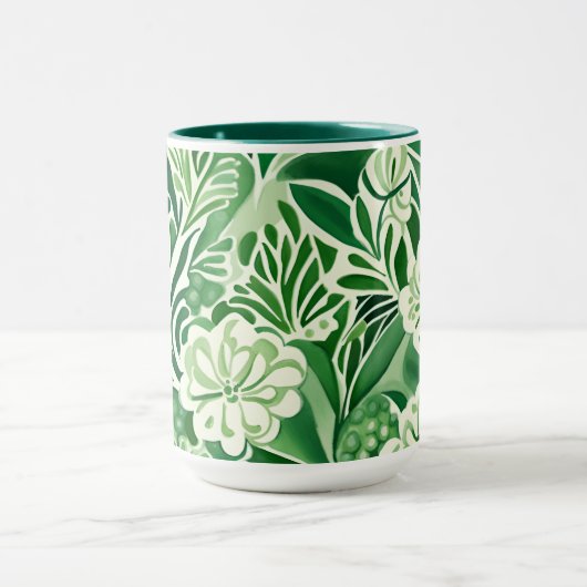 Groene bloemen,  design mok (Midden)