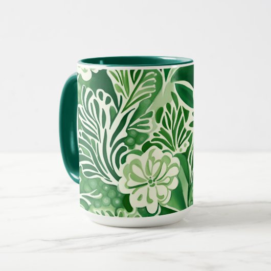 Groene bloemen, design mok (Voorkant links)