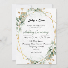 Groene Bloemen Elegantie Huwelijksuitnodiging Kaart