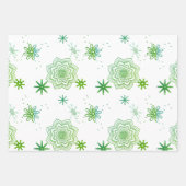 Groene bloemen en sterren inpakpapier vel (Voorkant 2)