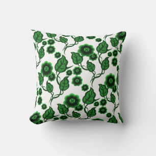 Groene bloemen, groene bladeren, Folkkunstbloem Kussen