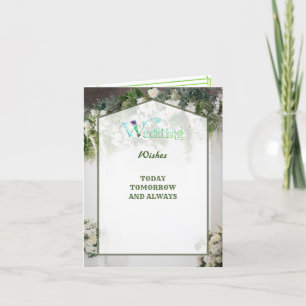 Groene Bloemen Huwelijksgroeten Wishing Congrates Bedankkaart