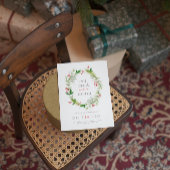 Groene Bloemen Kerstkrans Uitnodiging Kaart