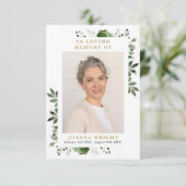 Groene Bloemen Memorial begrafenis gebed foto kaar (Staand voorkant)