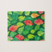 Groene bloemen met herfstbladeren legpuzzel (Horizontaal)