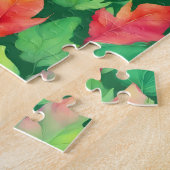 Groene bloemen met herfstbladeren legpuzzel (Zijkant)