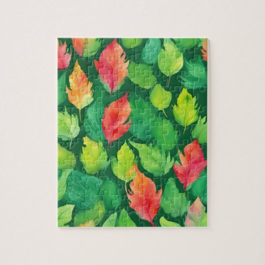 Groene bloemen met herfstbladeren legpuzzel (Verticaal)