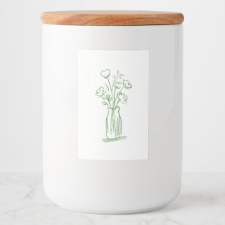 Groene Bloemen | Minimaal met de Hand Getekende Bo Voedselcontainer Etiket