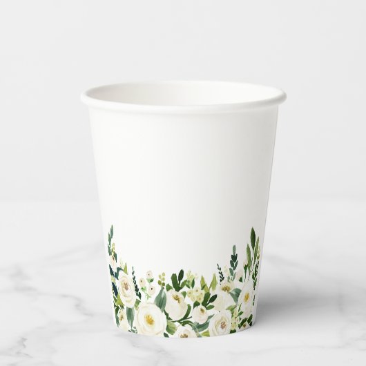 Groene bloemen Mr en Mrs Hart Script Trouwdag Papieren Bekers (Achterkant)