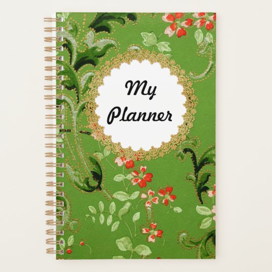 Groene Bloemen Patroon Persoonlijke Planner (Voorkant)