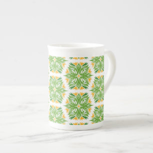 Groene bloemen, patroon van bloemen, bloempatroon porselein kop