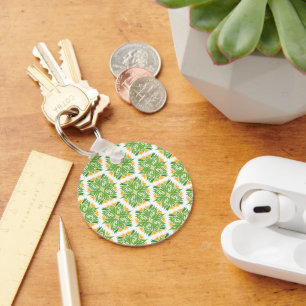 Groene bloemen, patroon van bloemen, bloempatroon sleutelhanger