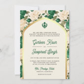 Groene Bloemen Punjabi Anand Karaj Sikh Bruiloft Kaart (Achterkant)