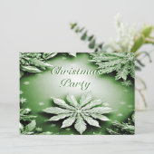 Groene Bloemen Vakantie Kerstfeest Uitnodiging (Staand voorkant)