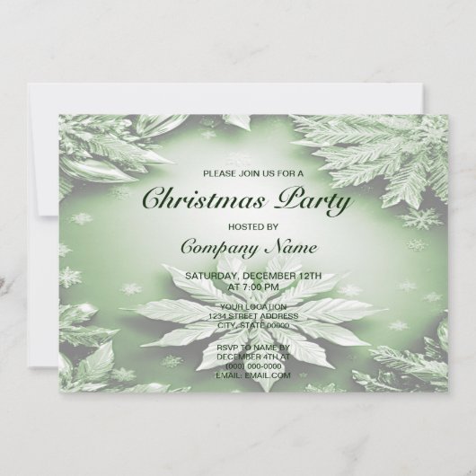 Groene Bloemen Vakantie Kerstfeest Uitnodiging (Achterkant)