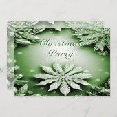 Groene Bloemen Vakantie Kerstfeest Uitnodiging (Voorkant / Achterkant)