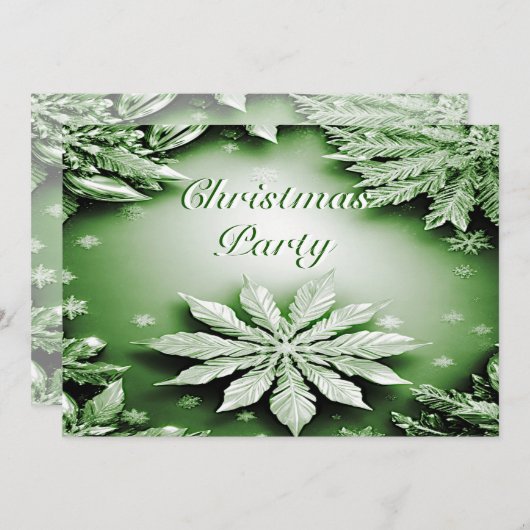 Groene Bloemen Vakantie Kerstfeest Uitnodiging (Voorkant / Achterkant)