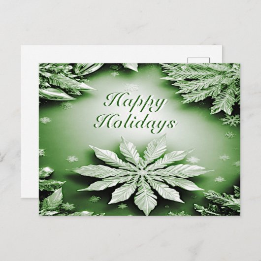 Groene Bloemen Vakantie Kerstmis Briefkaart (Voorkant / Achterkant)