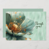 Groene Bloemen Vergroot op Glanzend Groen Dank u Bedankkaart (Voorkant / Achterkant)