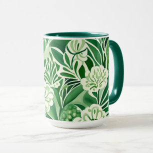 Groene bloemen, vintage ontwerp patroon mok