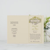 Groene Bloemen Vintage Wedding Programma (Staand voorkant)